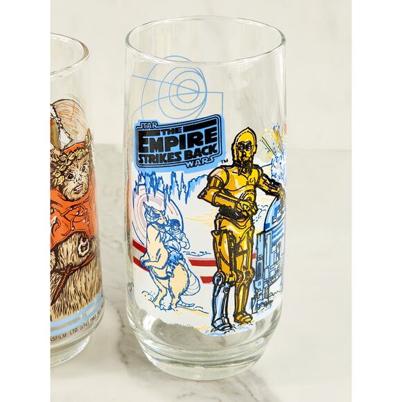 Star Wars Tall Glasses The Empire Strikes Back The Return Of The Jedi 1980 x3 - Picture 4 of 16